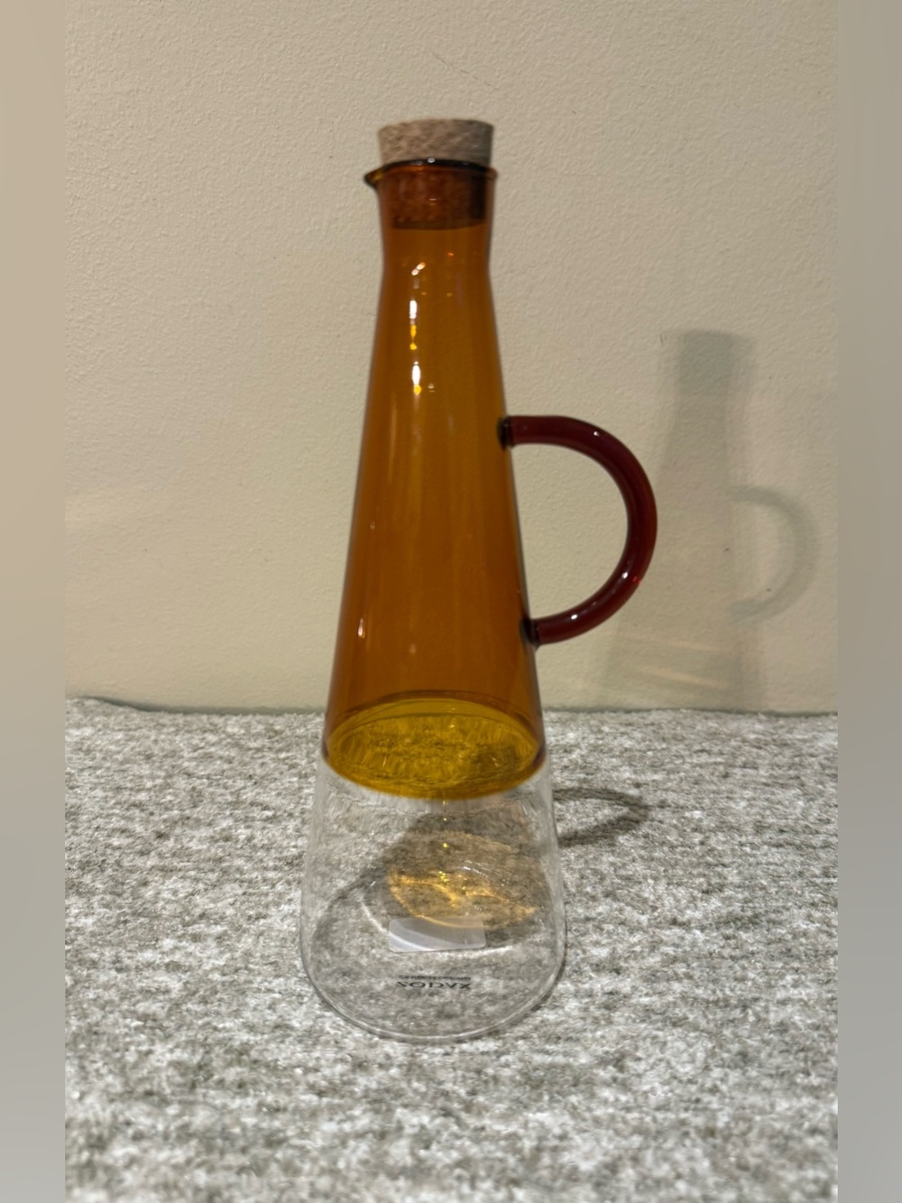 Zodax Celeste Amber & Clear Borosilicate Glass Oil Bottle Carafe w/ Cork Stopper